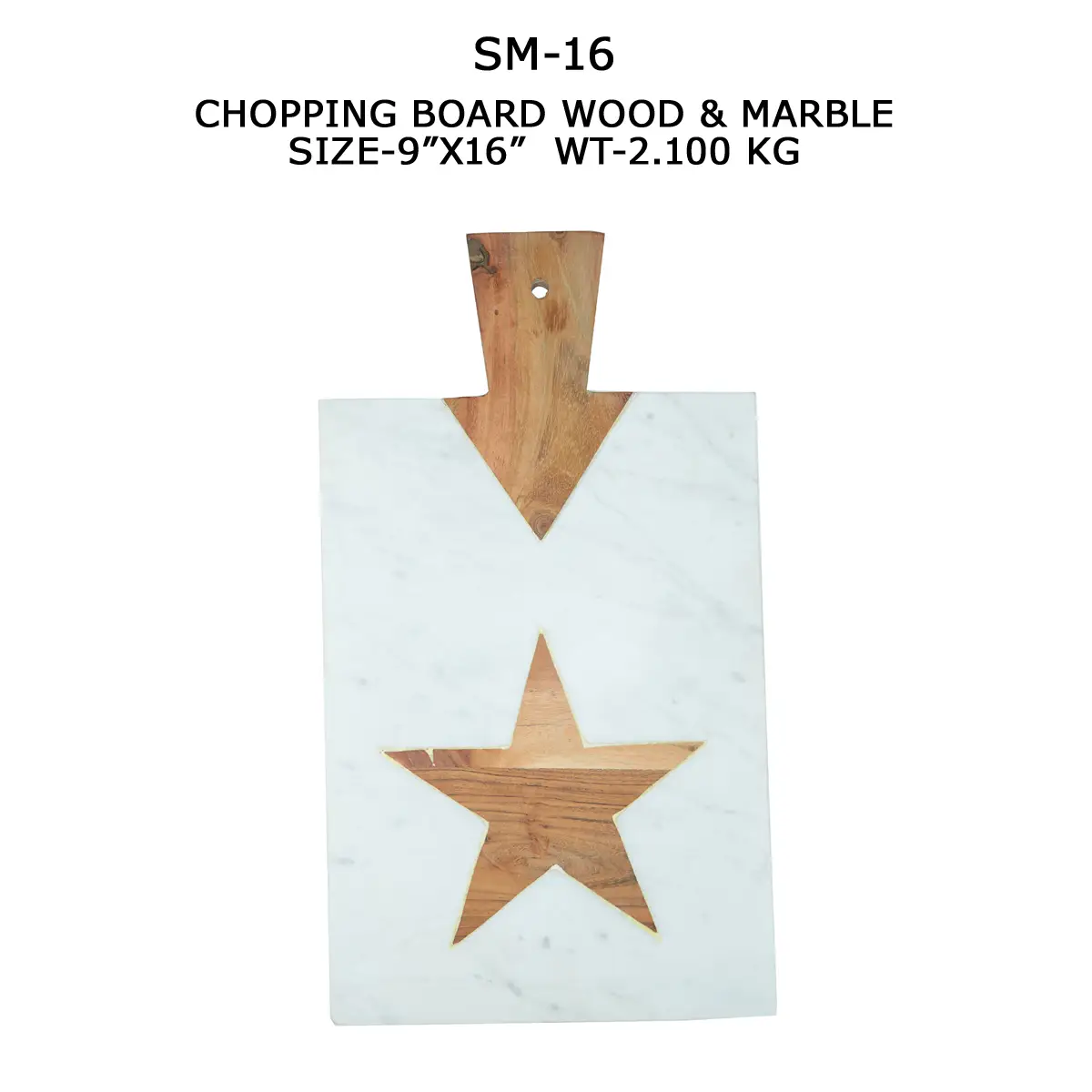CHOPPING BOARD WITH STAR INLAY WOOD & MARBLE